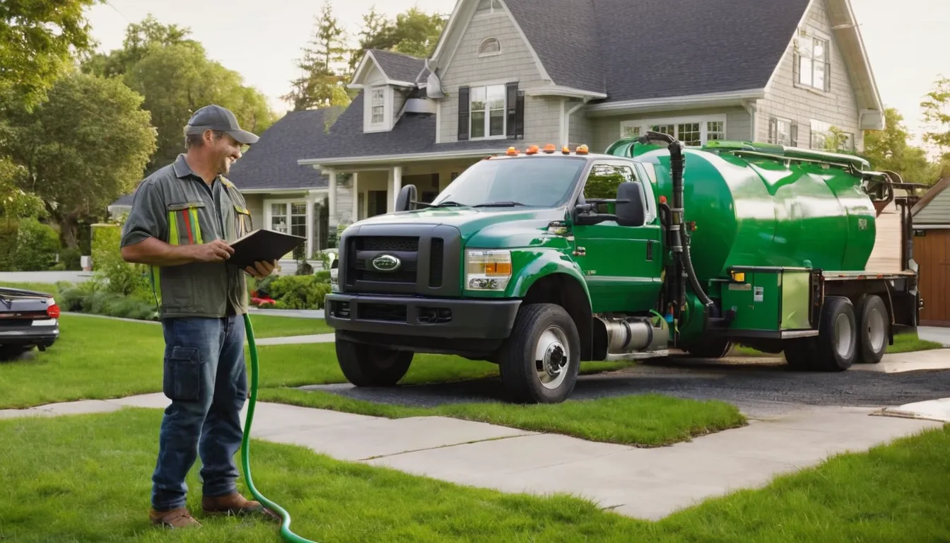 A friendly septic provider pumping a tank at a frame house near Caledonia